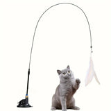 Interactive Cat Feather Wand — Suction Cup Teaser Toy for Indoor Cats